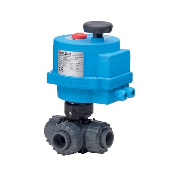 Bonomi North America 2in 3-WAY PVC T-PORT BALL VALVE & 24AC/DC METAL ON/OFF ELECTRIC ACTUATOR 8E3TPVC-002-2 - main